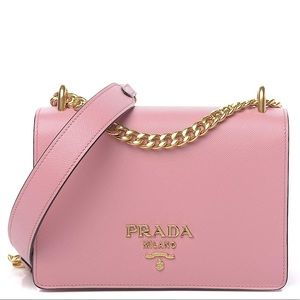 PRADASaffiano Soft Calfskin Chain Crossbody Bag Petalo